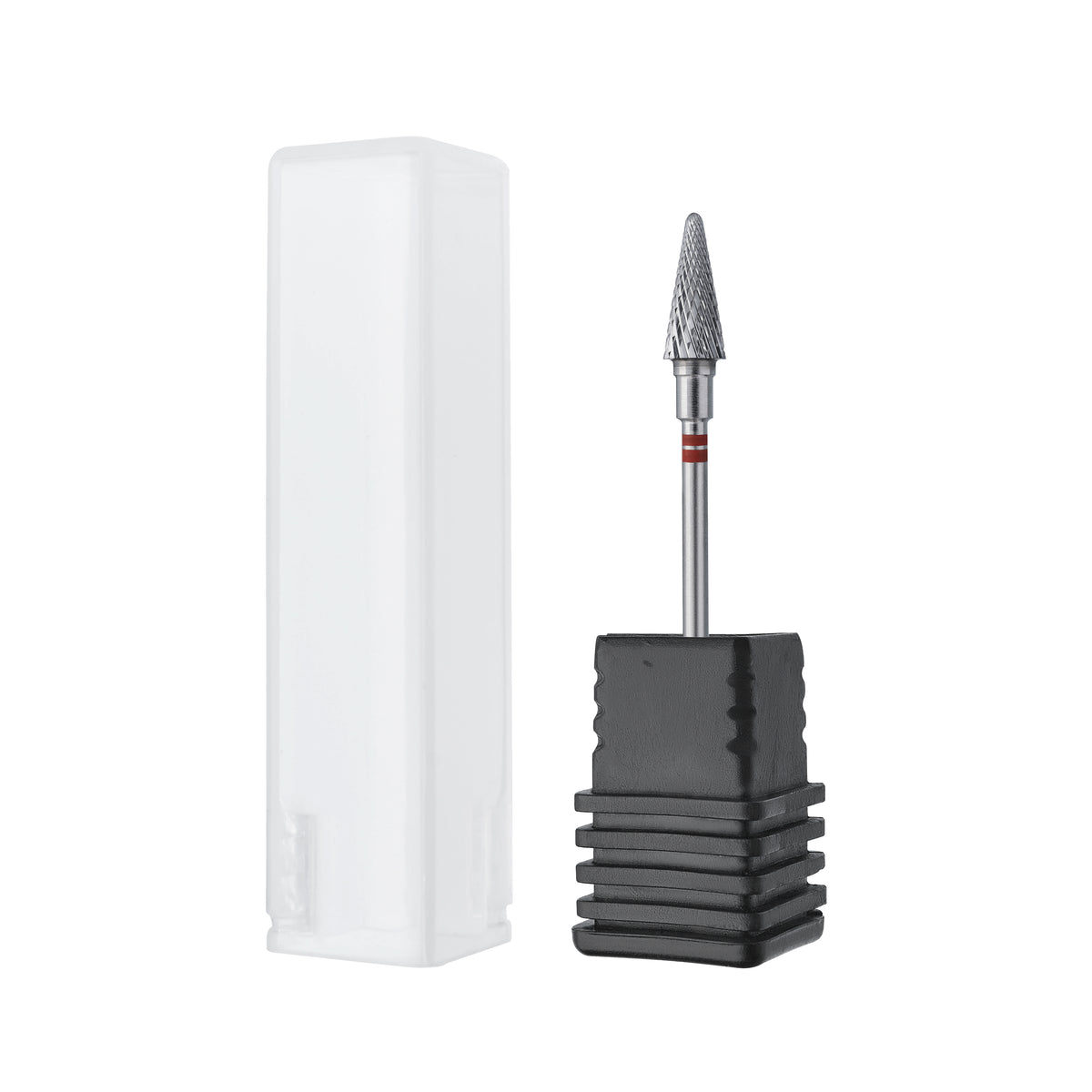 STALEKS EXPERT Carbide nail drill bit for left-handed users cone red, head diameter 6 mm, working part 14 mm