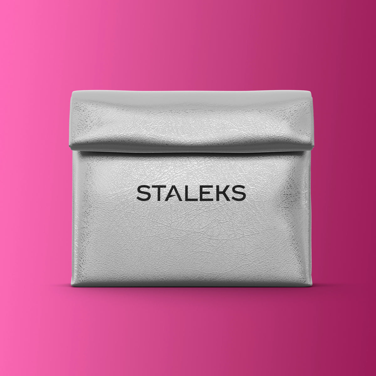 STALEKS Cosmetic bag silver eco-leather, size L