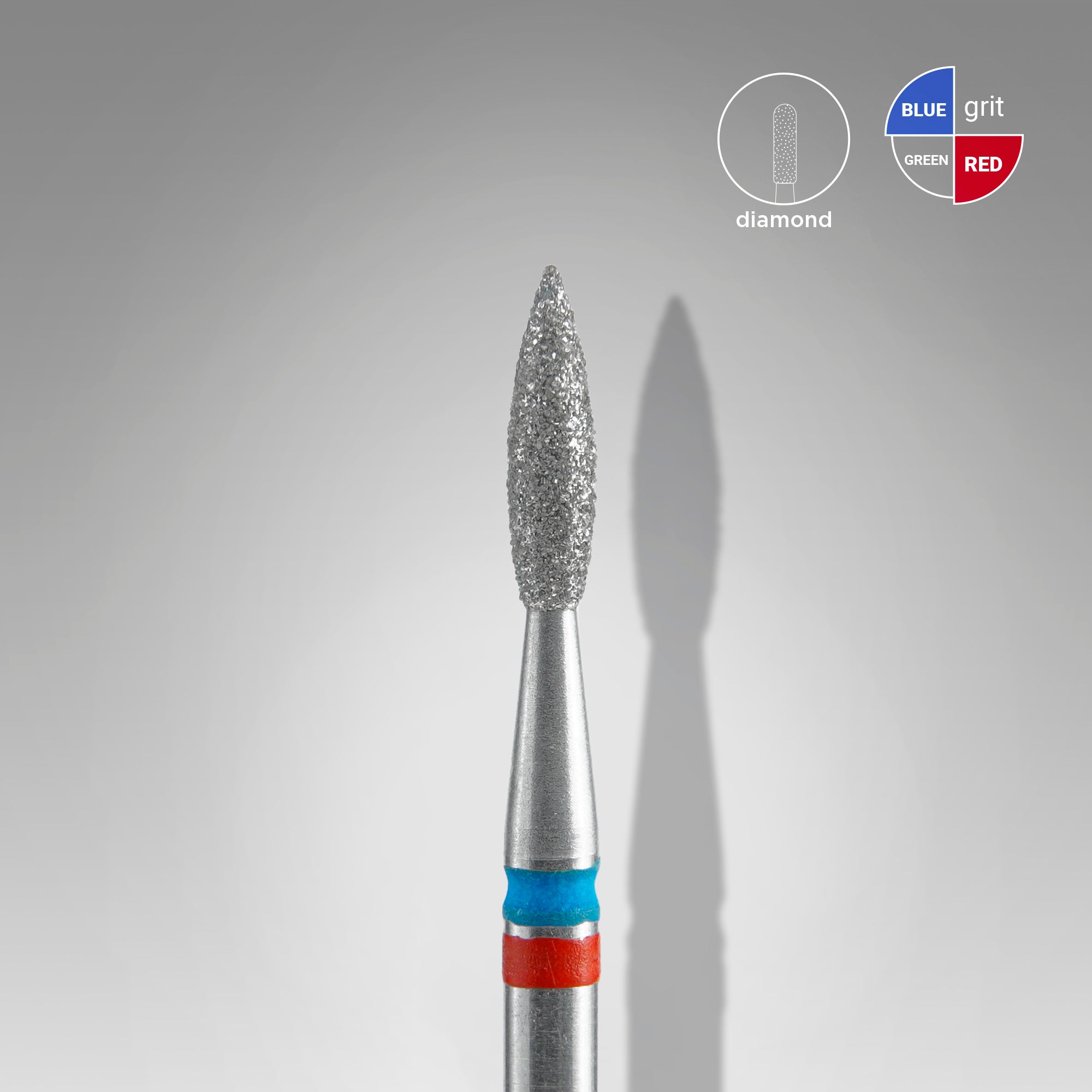STALEKS EXPERT Elmas freze DUO "alev" kırmızı-mavi, çap 2,1 mm, çalışma kısmı 8 mm