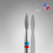 STALEKS EXPERT Diamond nail drill bit DUO pointed flame red-blue, head diameter 2,1 mm, working part 8 mm
