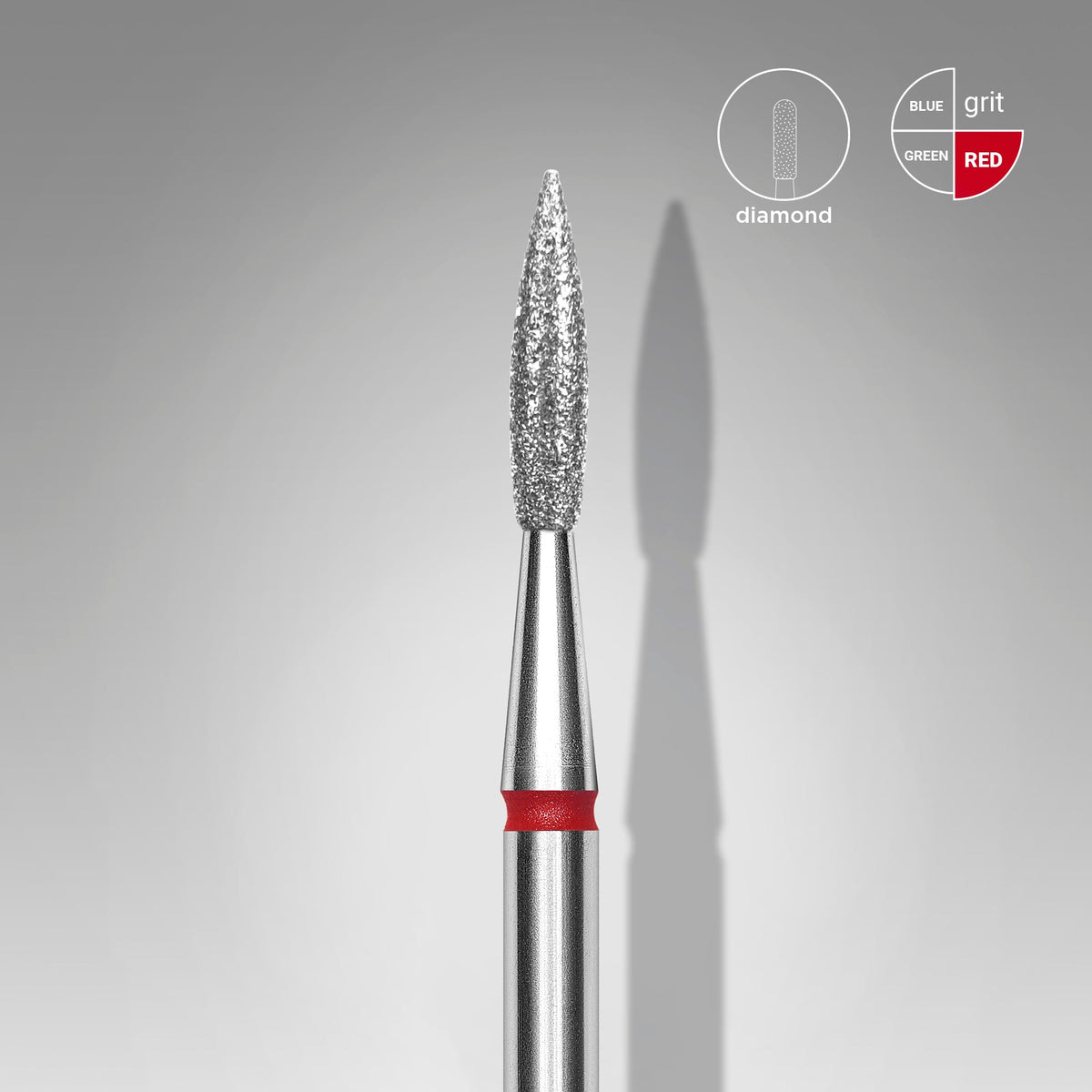 STALEKS EXPERT Elmas freze sivri alev kırmızı, çap 2,3 mm, çalışma kısmı 8 mm