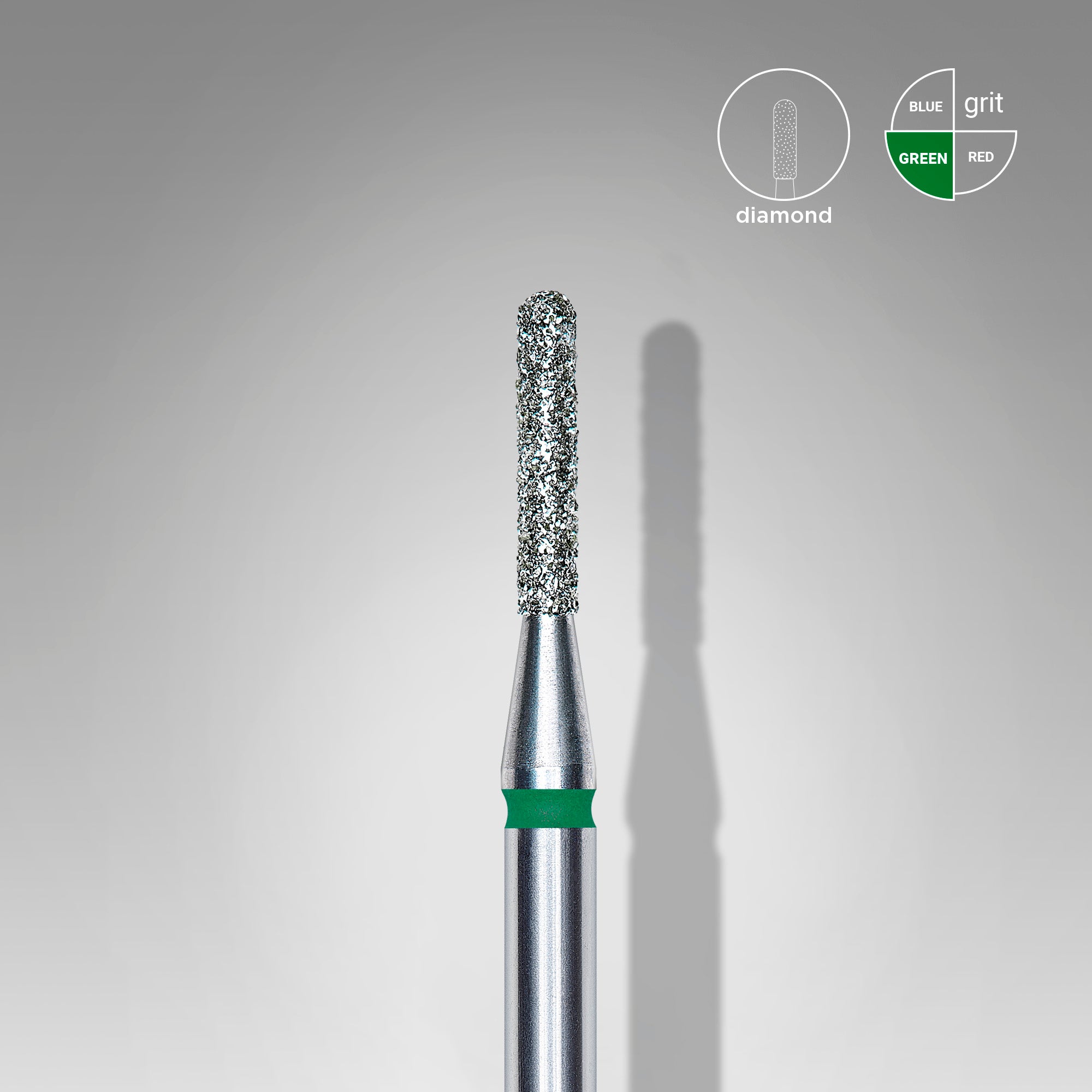 STALEKS EXPERT Diamond nail drill bit rounded cylinder green, head diameter 1,4 mm, working part 8 mm
