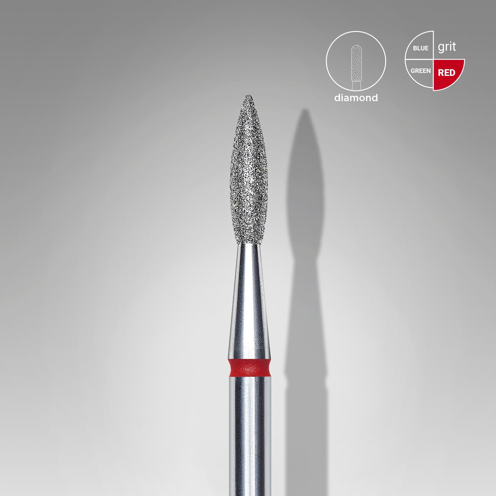 STALEKS EXPERT Elmas freze, sivri alev, kırmızı, çap 2,1 mm, çalışma kısmı 8 mm