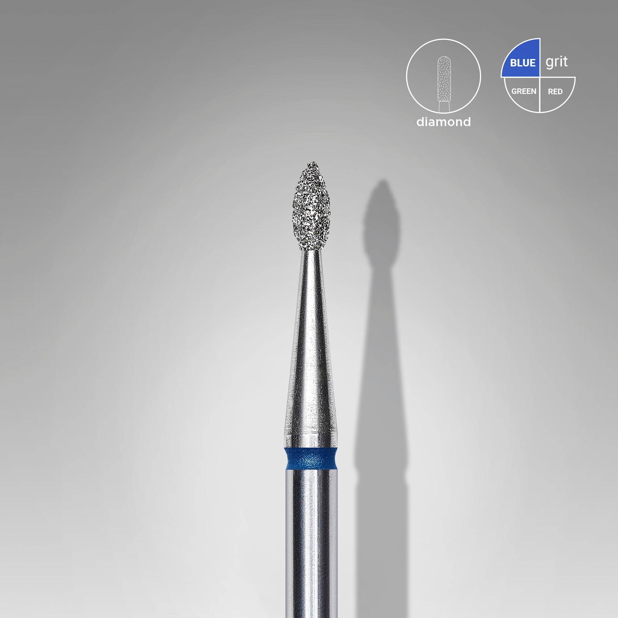 STALEKS EXPERT Diamond nail drill bit drop blue, head diameter 1,6 mm, working part 4 mm