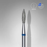 STALEKS EXPERT Diamond nail drill bit pointed flame blue, head diameter 2,1 mm, working part 8 mm