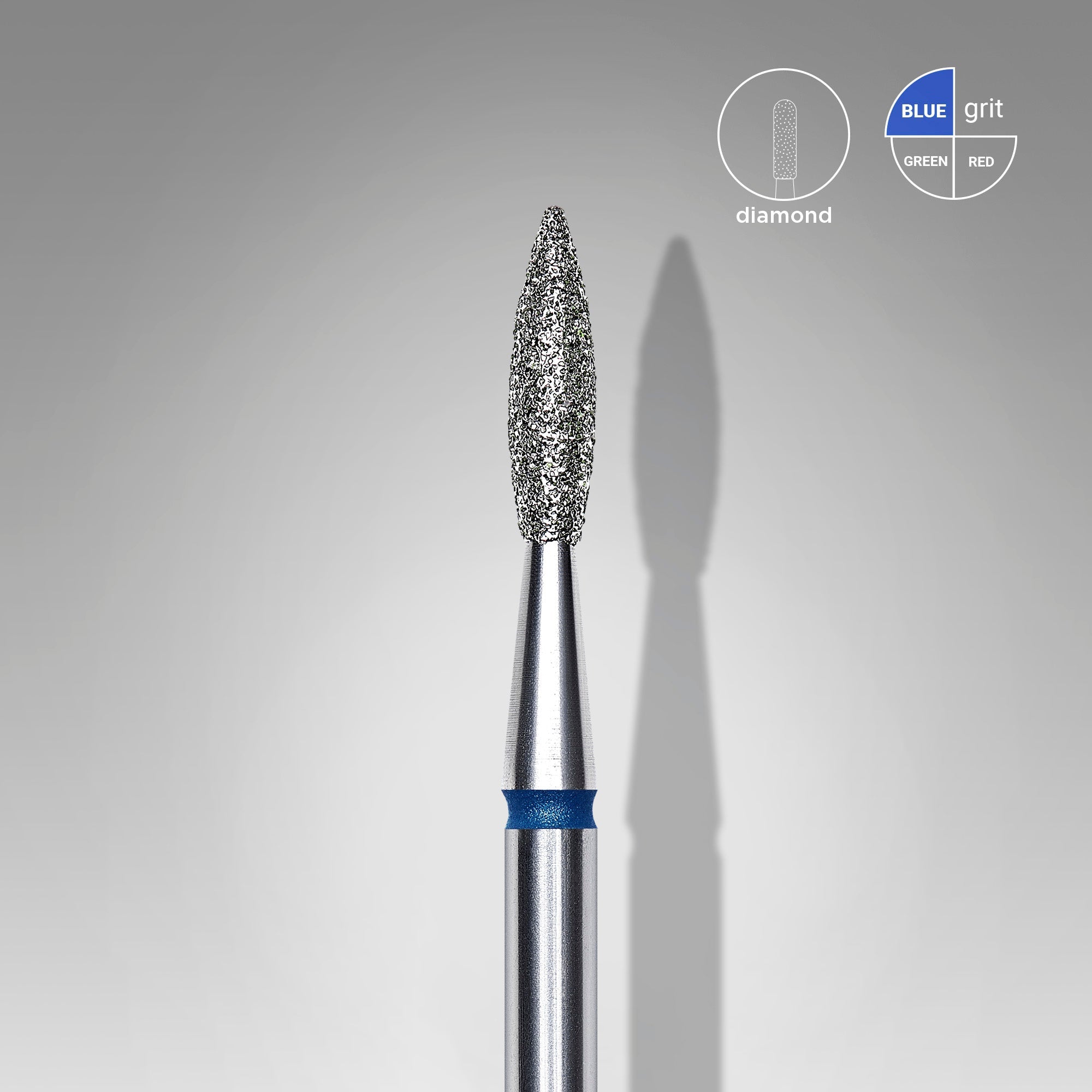 STALEKS EXPERT Elmas frez, sivri alev, mavi, çap 2,1 mm, çalışma kısmı 8 mm