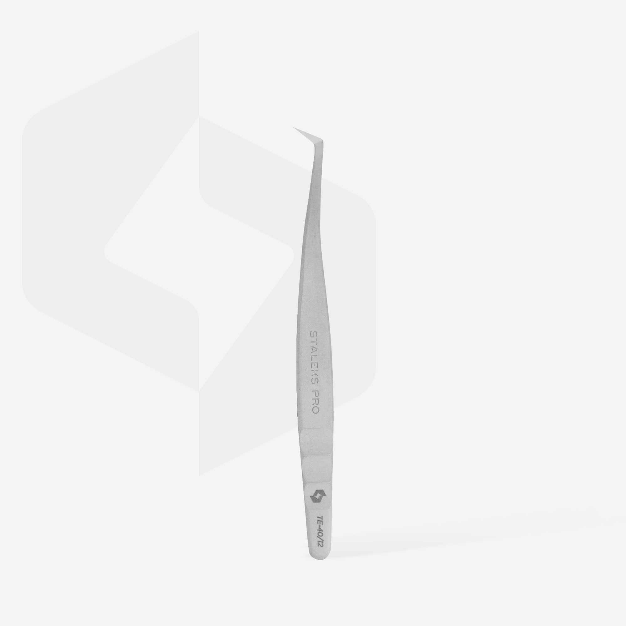 STALEKS EXPERT 40 TYPE 12 Profesyonel kirpik uzatma cımbızı, L şekilli, 65°