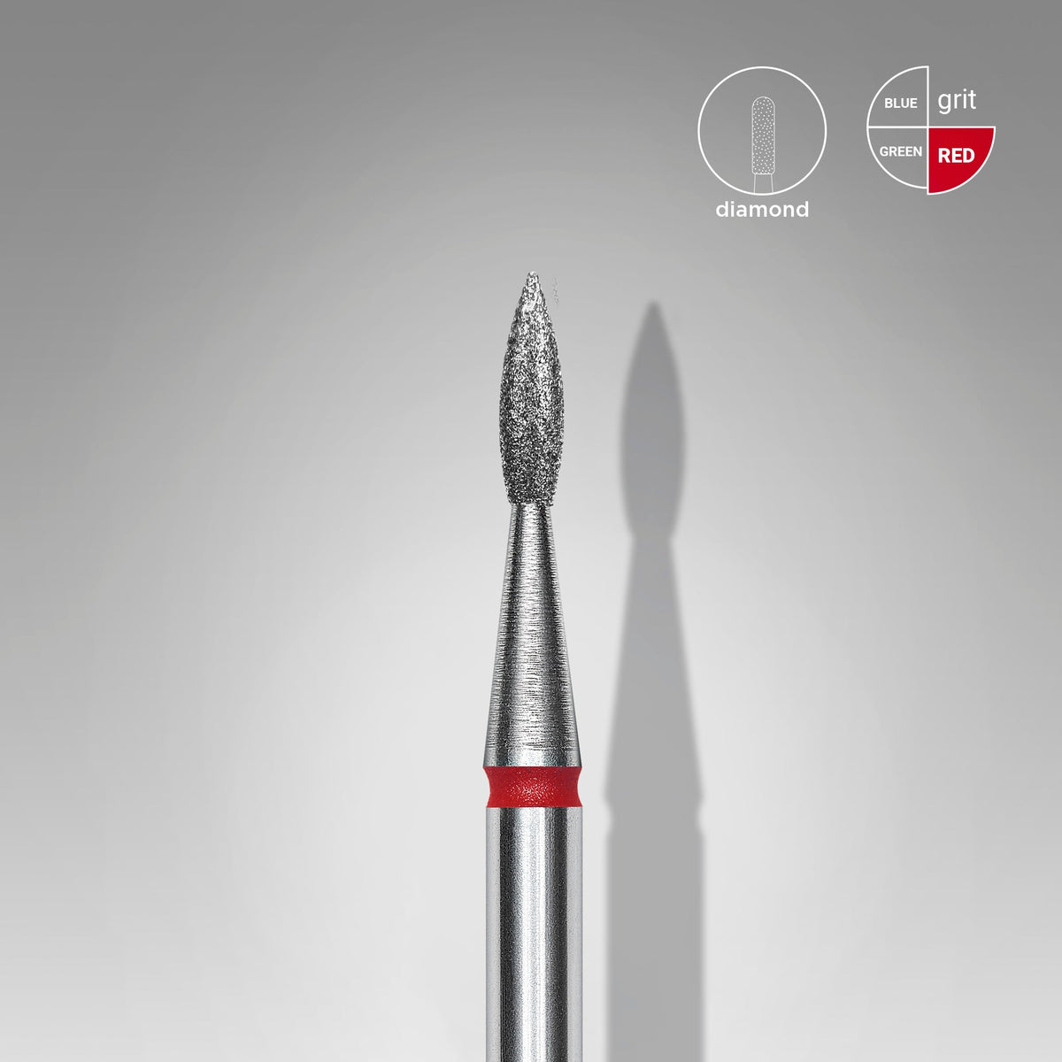 STALEKS EXPERT Elmas freze sivri alev kırmızı, çap 1,8 mm, çalışma kısmı 8 mm