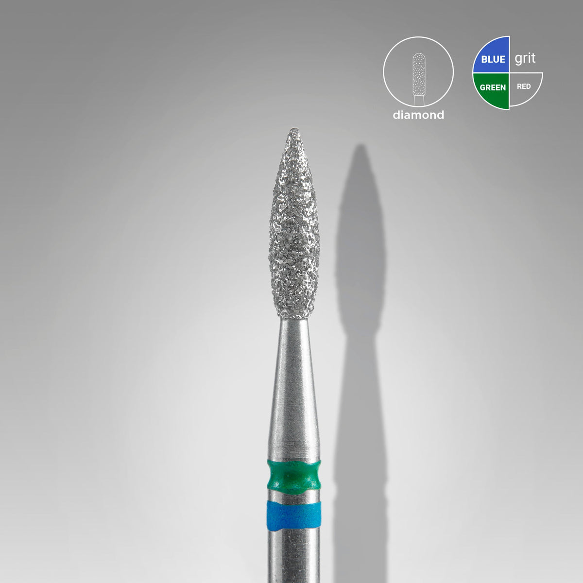 STALEKS EXPERT Elmas freze DUO "alev" mavi-yeşil, çap 2,1 mm, çalışma kısmı 8 mm