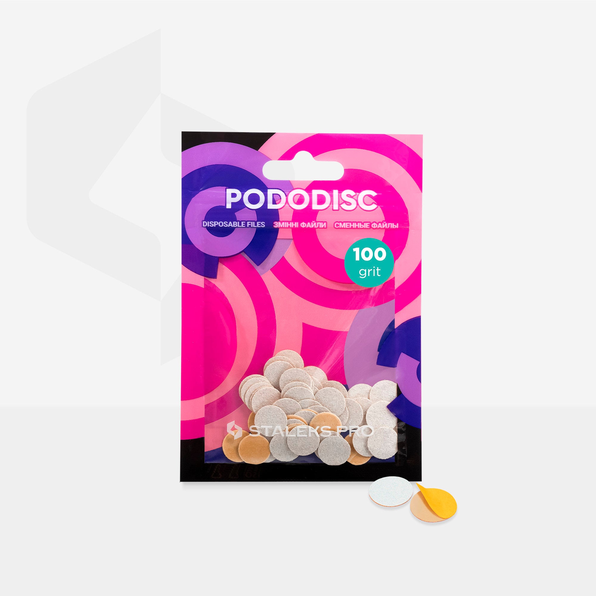 STALEKS EXPERT 10 PODODISC XS Pedi̇kür di̇ski̇ i̇çi̇n yapişkan zi̇mpara, 100 grit 10 mm (50 adet)