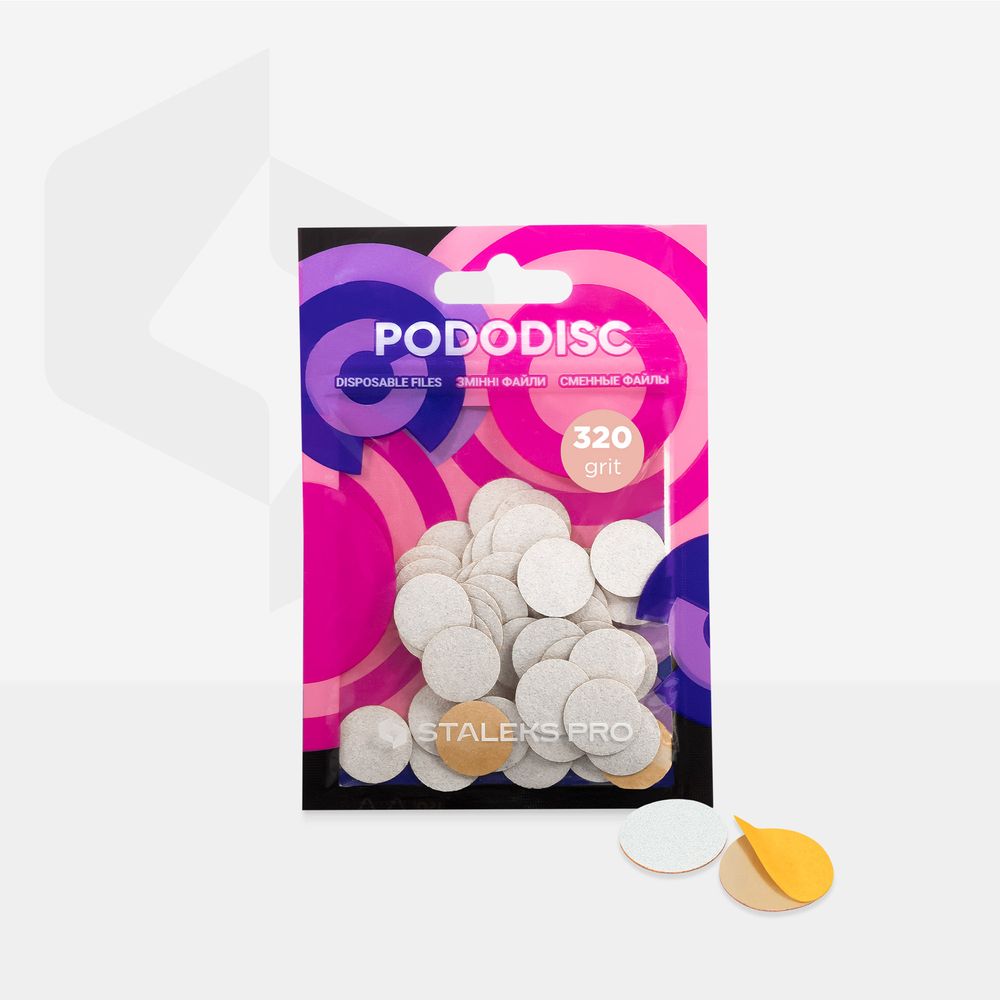 STALEKS EXPERT 15 PODODISC S PODODISC pedikür diski için yumuşak tabanlı değiştirilebilir yapışkan yedek zımpara, 320 grit 15 mm (50 adet)