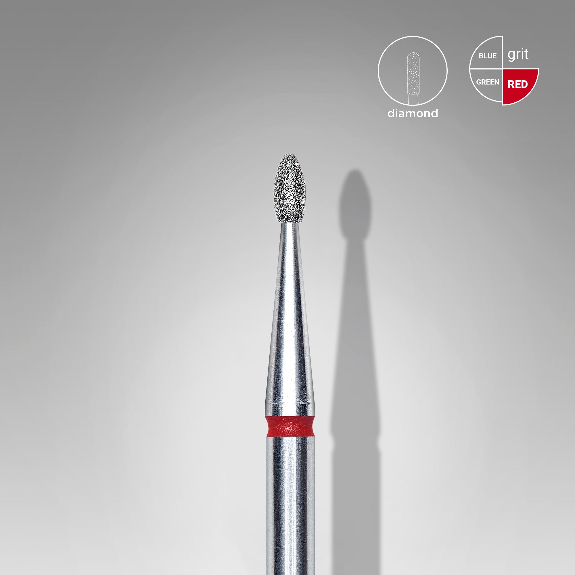 STALEKS EXPERT Diamond nail drill bit rounded bud red, head diameter 1,6 mm, working part 3,4 mm