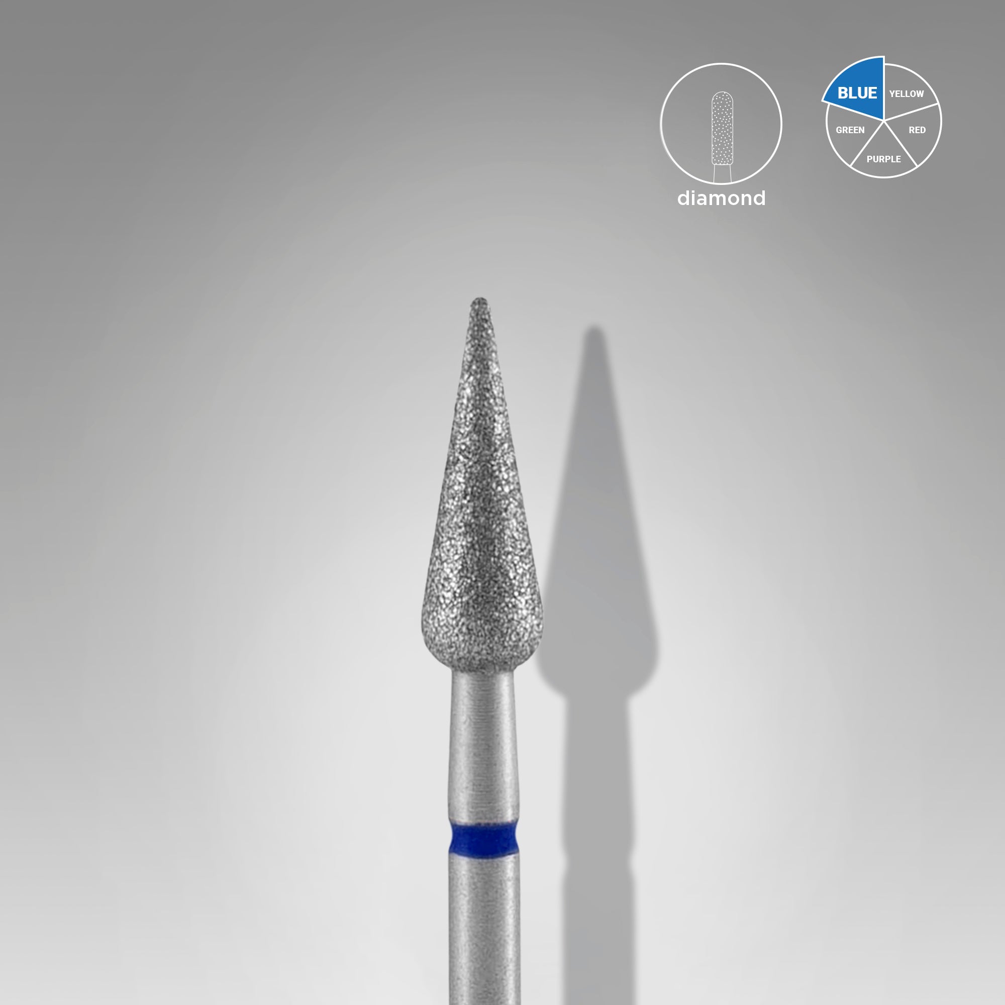 STALEKS EXPERT Elmas freze sivri armut mavi, çap 4 mm, çalışma kısmı 12 mm