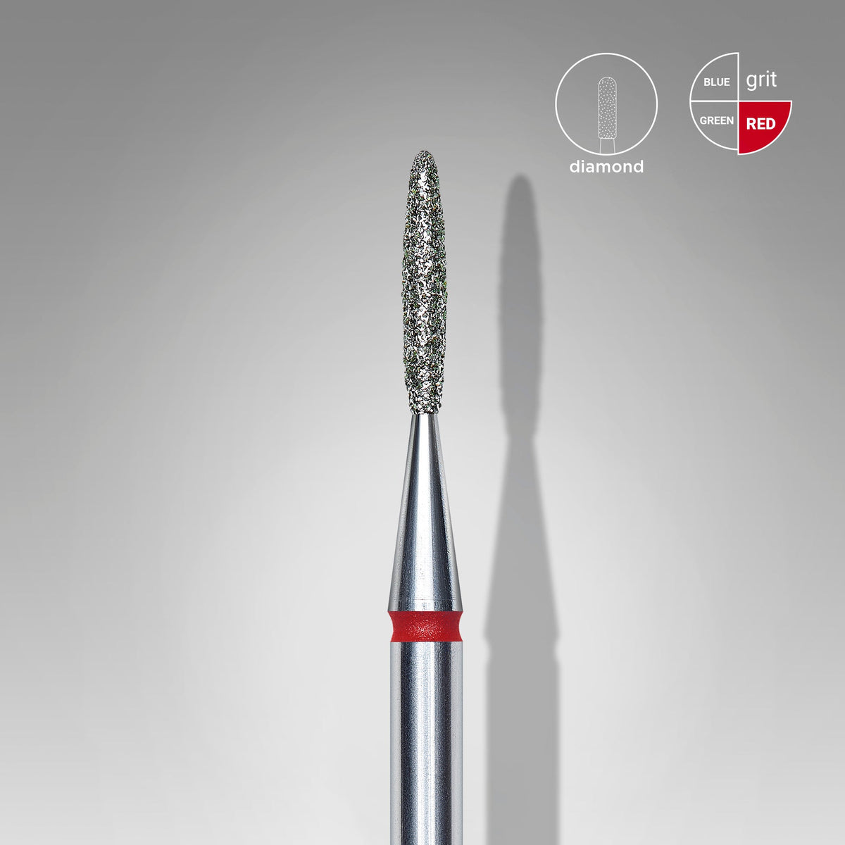 STALEKS EXPERT Diamond nail drill bit flame red, head diameter 1,4 mm, working part 8 mm