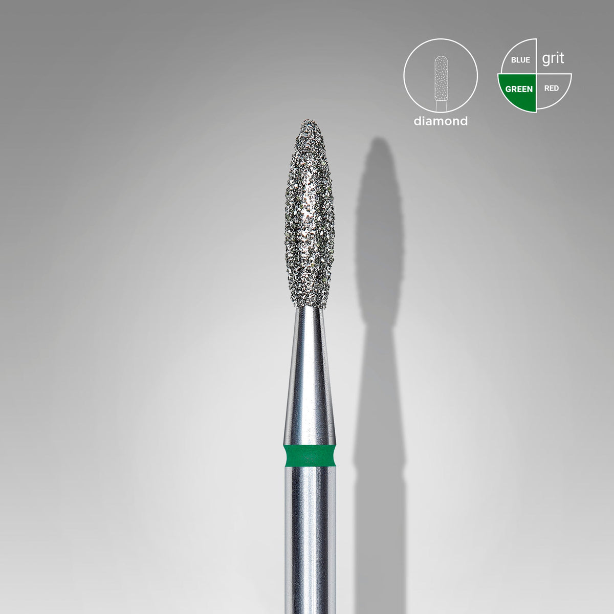 STALEKS EXPERT Diamond nail drill bit flame green, head diameter 2,1 mm, working part 8 mm