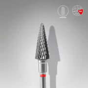 STALEKS EXPERT Carbide nail drill bit cone red, head diameter 6 mm, working part 14 mm