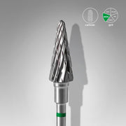 STALEKS EXPERT Carbide nail drill bit cone green, head diameter 6 mm, working part 14 mm