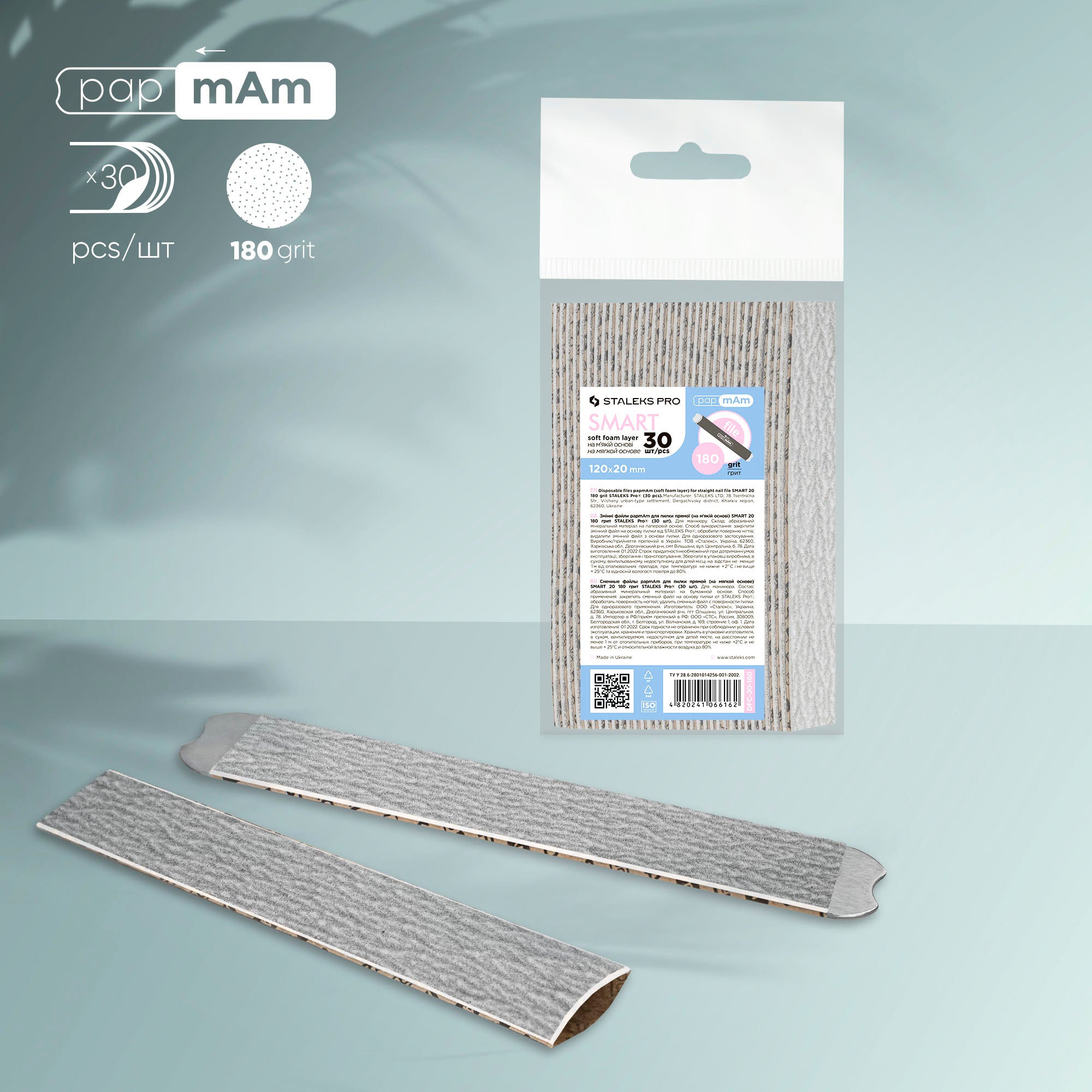 STALEKS SMART 20 papmAm Yumuşak tabanlı düz törpüleme için değiştirilebilir yedek zımparalar, 180 grit (30 adet)