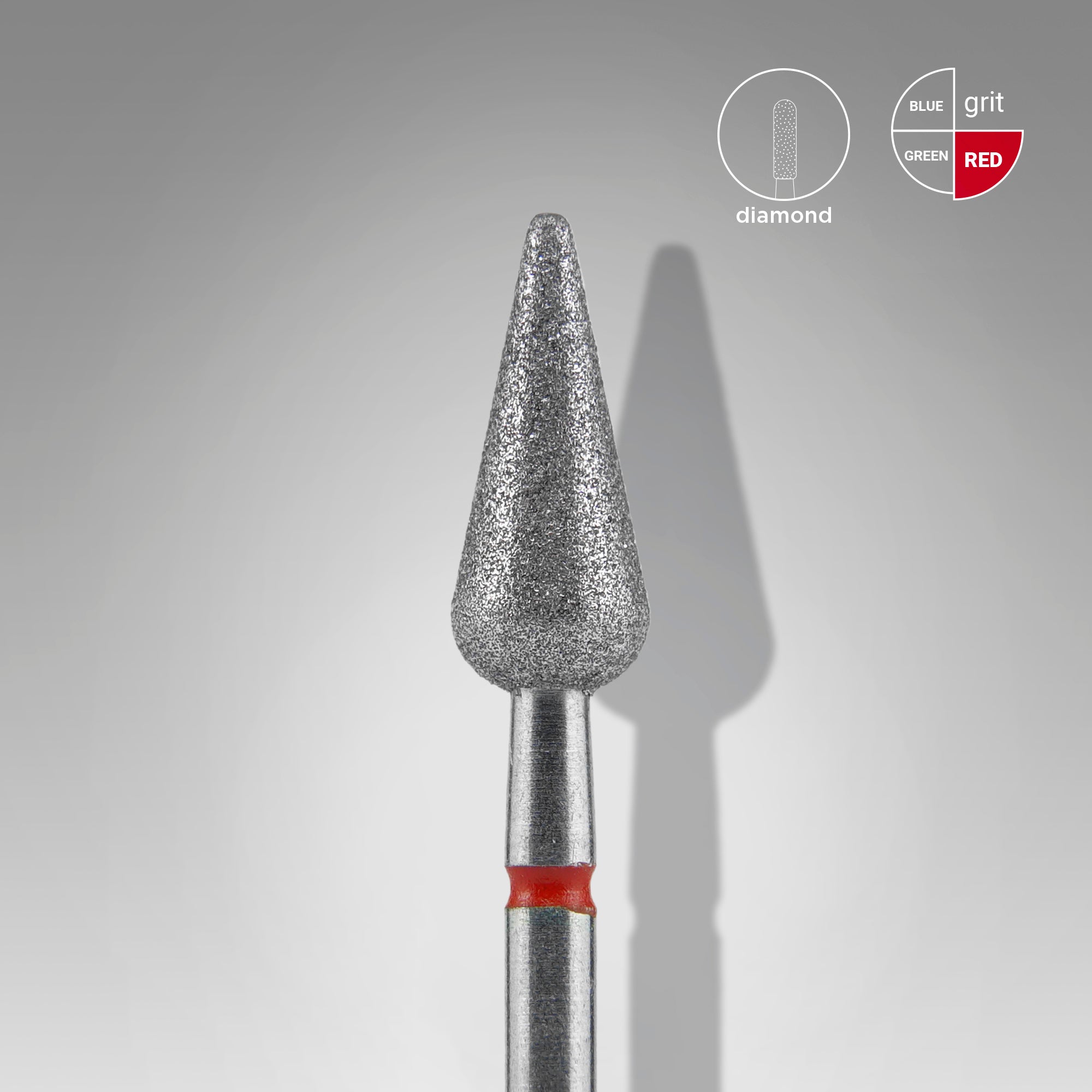 STALEKS EXPERT Elmas freze sivri armut kırmızı, çap 5 mm, çalışma kısmı 12 mm