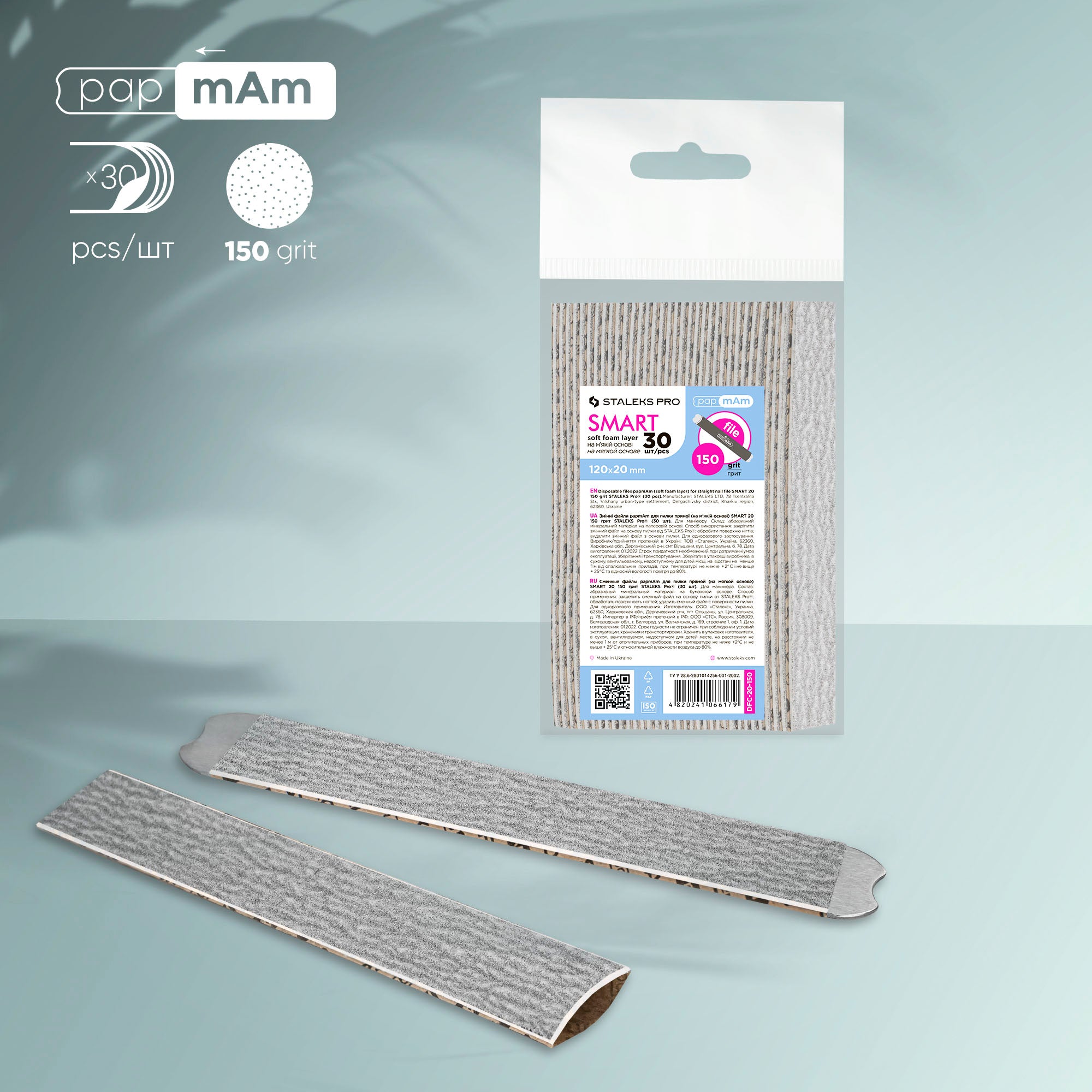 STALEKS SMART 20 papmAm Yumuşak tabanlı düz törpüleme için değiştirilebilir yedek zımparalar, 150 grit (30 adet)