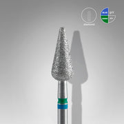 STALEKS EXPERT Diamond nail drill bit DUO pointed pear blue-green, head diameter 5 mm, working part 12 mm