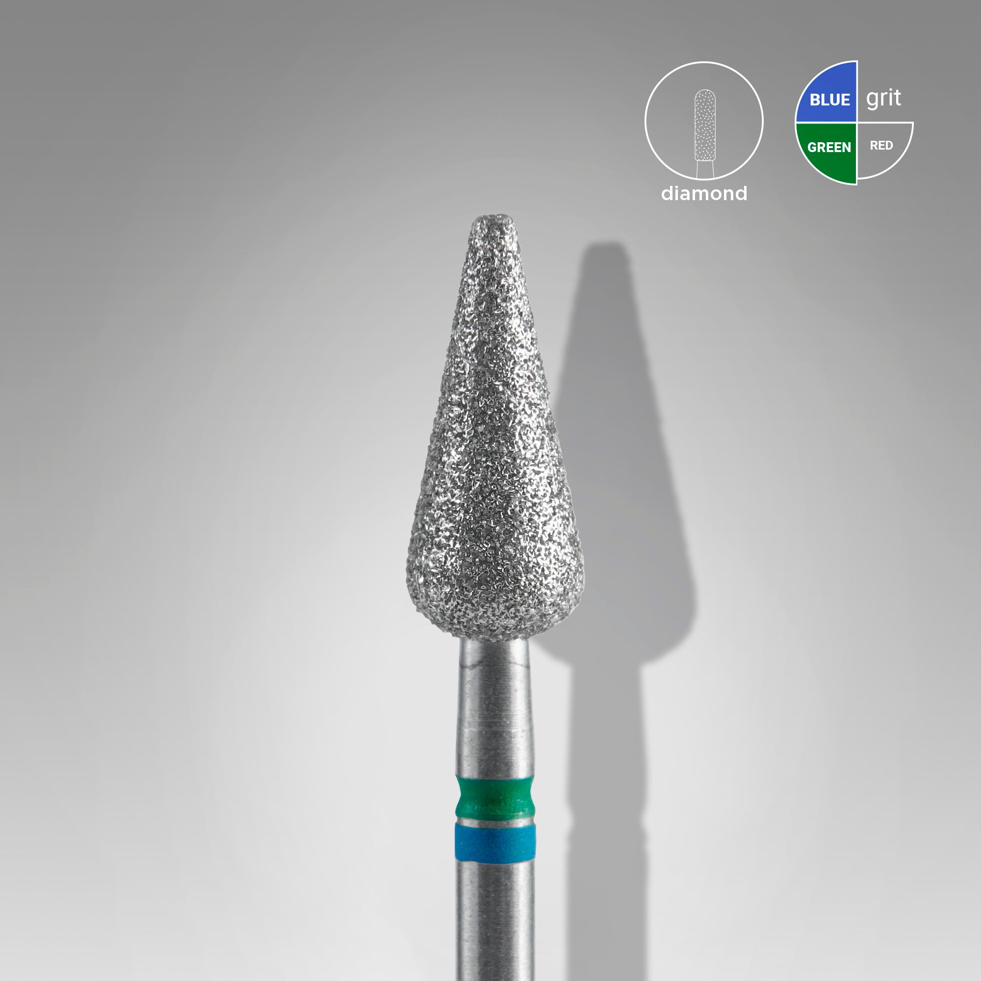 STALEKS EXPERT Elmas freze DUO sivri armut mavi-yeşil, çap 5 mm, çalışma kısmı 12 mm