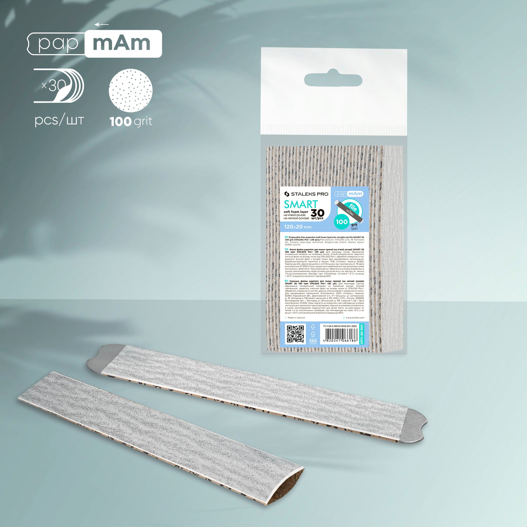 STALEKS SMART 20 papmAm Yumuşak tabanlı düz törpüleme için değiştirilebilir yedek zımparalar, 100 grit (30 adet)