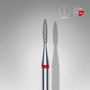 STALEKS EXPERT Elmas frez, alev şekli, kırmızı, çap 1,6 mm, çalışma kısmı 8 mm
