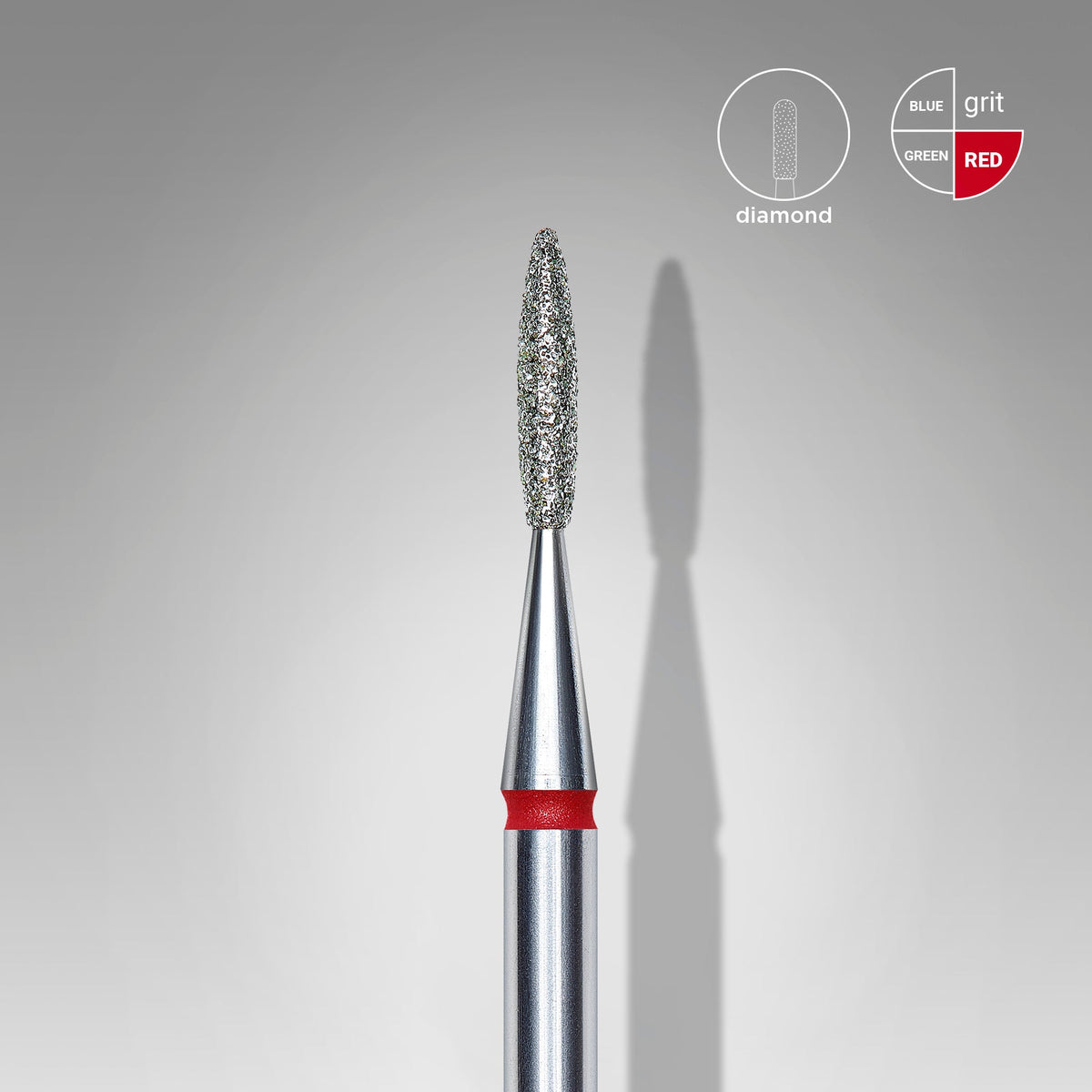 STALEKS EXPERT Diamond nail drill bit flame red, head diameter 1,6 mm, working part 8 mm