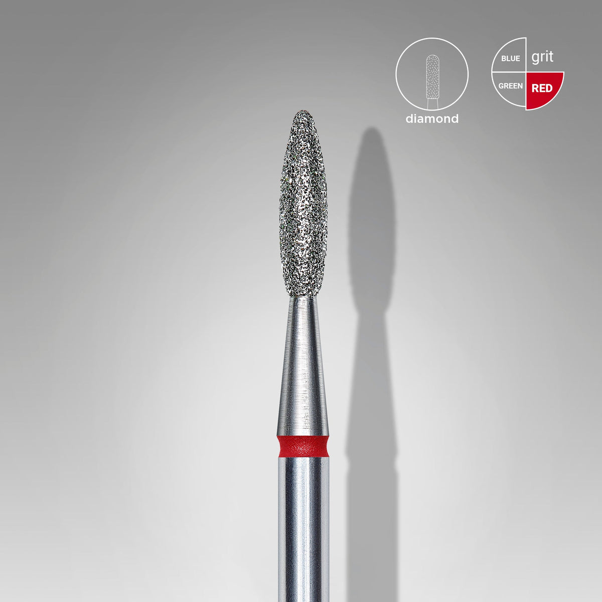 STALEKS EXPERT Diamond nail drill bit flame red, head diameter 2,1 mm, working part 8 mm