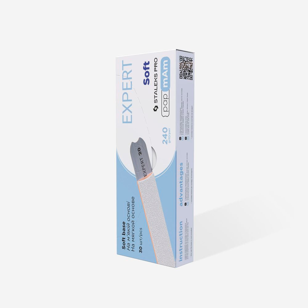 STALEKS EXPERT 20 papmAm Nail files for straight base on soft foam layer, 240 grit (25 pcs)
