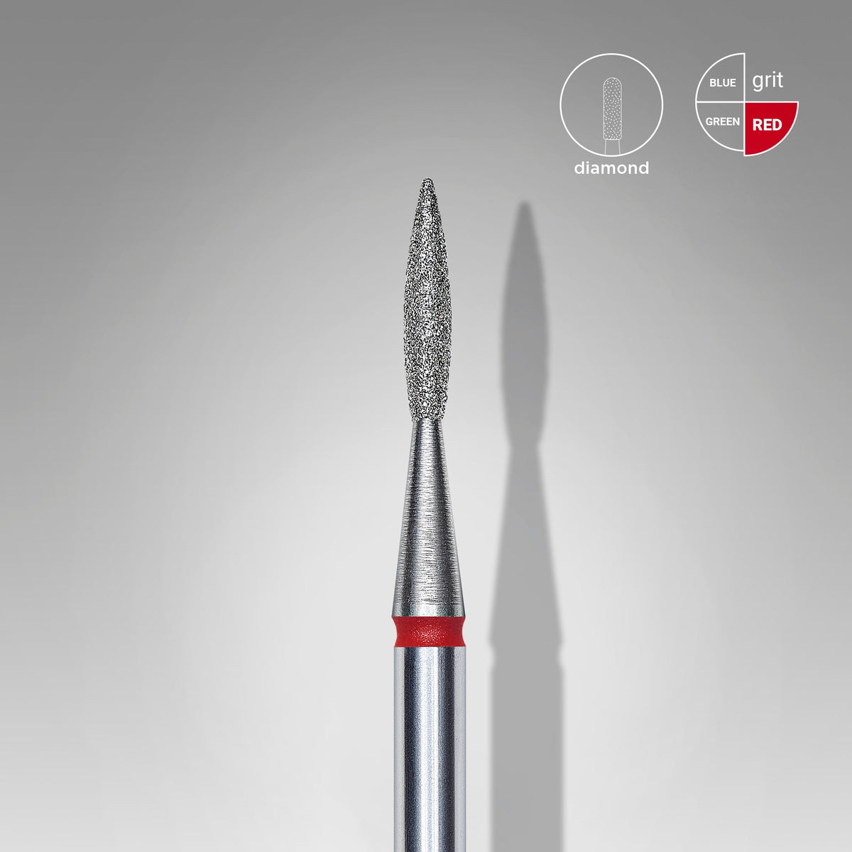 STALEKS EXPERT Elmas freze sivri alev kırmızı, çap 1,6 mm, çalışma kısmı 8 mm