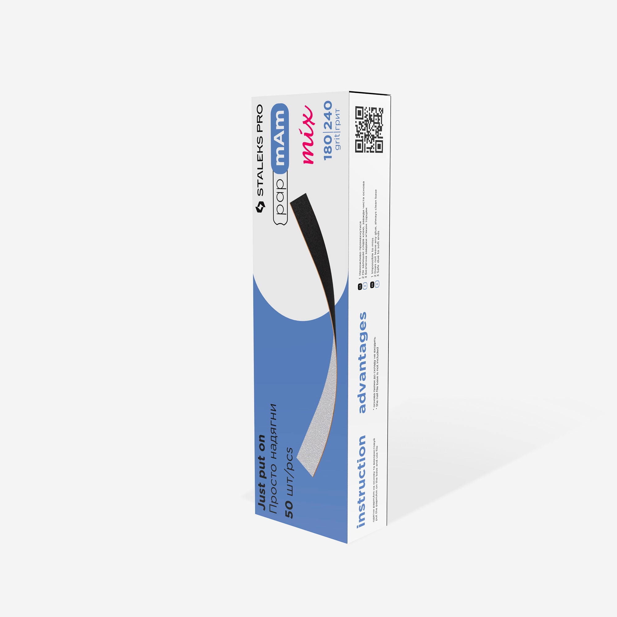 STALEKS EXPERT 22  papmAm mix Double-sided nail files for straight base, 180/240 grit (50 pcs)