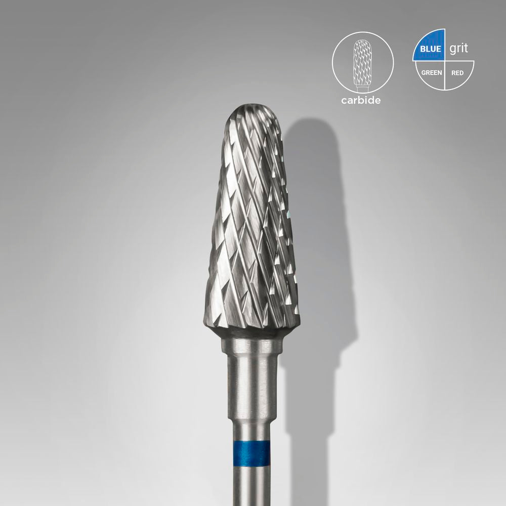 STALEKS EXPERT Carbide nail drill bit frustum blue, head diameter 6 mm, working part 14 mm